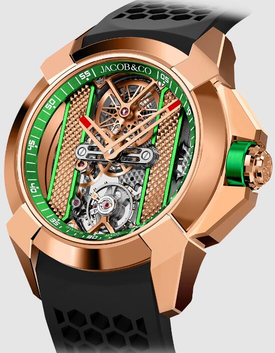 Jacob & Co Replica watch EPIC X ROSE GOLD - GREEN INNER RING EX120.43.AC.AC.ABRUA